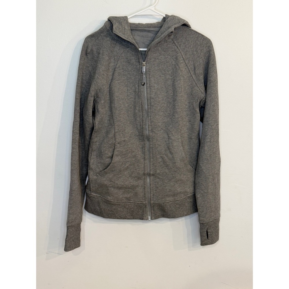 Lululemon Scuba Full Zip Hoodie Light Cotton Fleece Heathered Grey Sz 10 W4AWNS